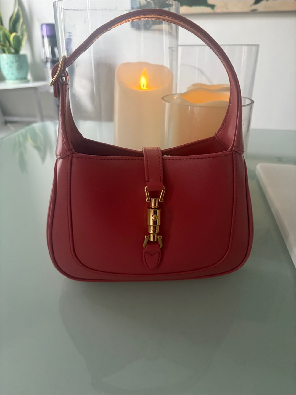 Gucci coral color Jackie Shoulder Bag with Gold Hardware